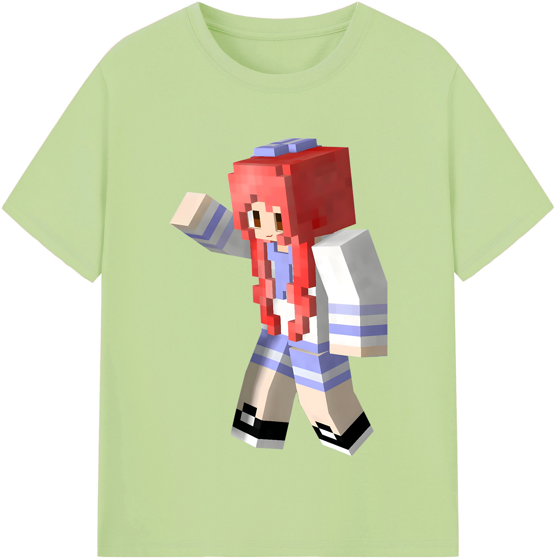 （画像用） マインクラフト ブロックの世界 Minecraft MC Block world 綿100％半袖Tシャツ（フロントプリント）